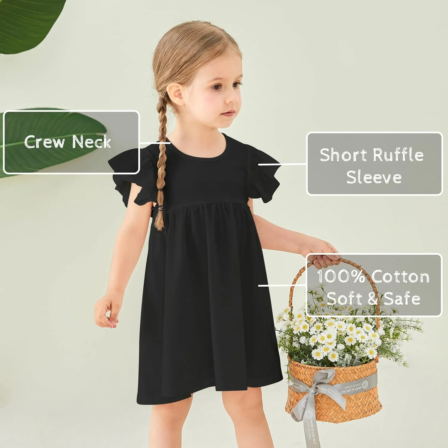 pureborn Toddler Girls Sleeveless Summer Dresses 1-8 Years