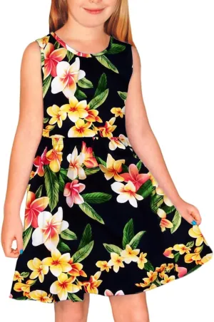 Remimi Girls Summer Sleeveless Dress Tropical Print Skater Twirly Dresses 3-14 Years