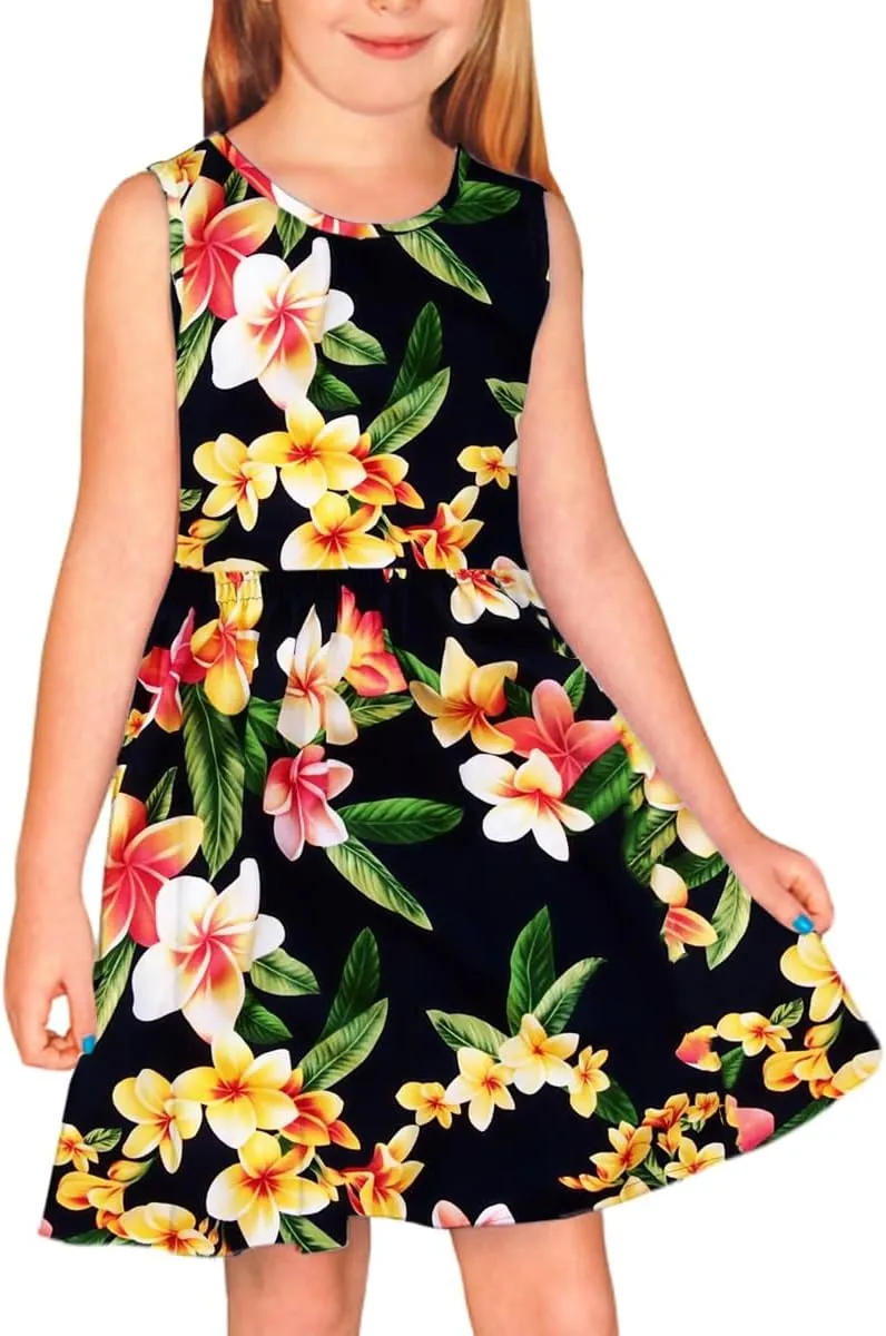 Remimi Girls Summer Sleeveless Dress Tropical Print Skater Twirly Dresses 3-14 Years