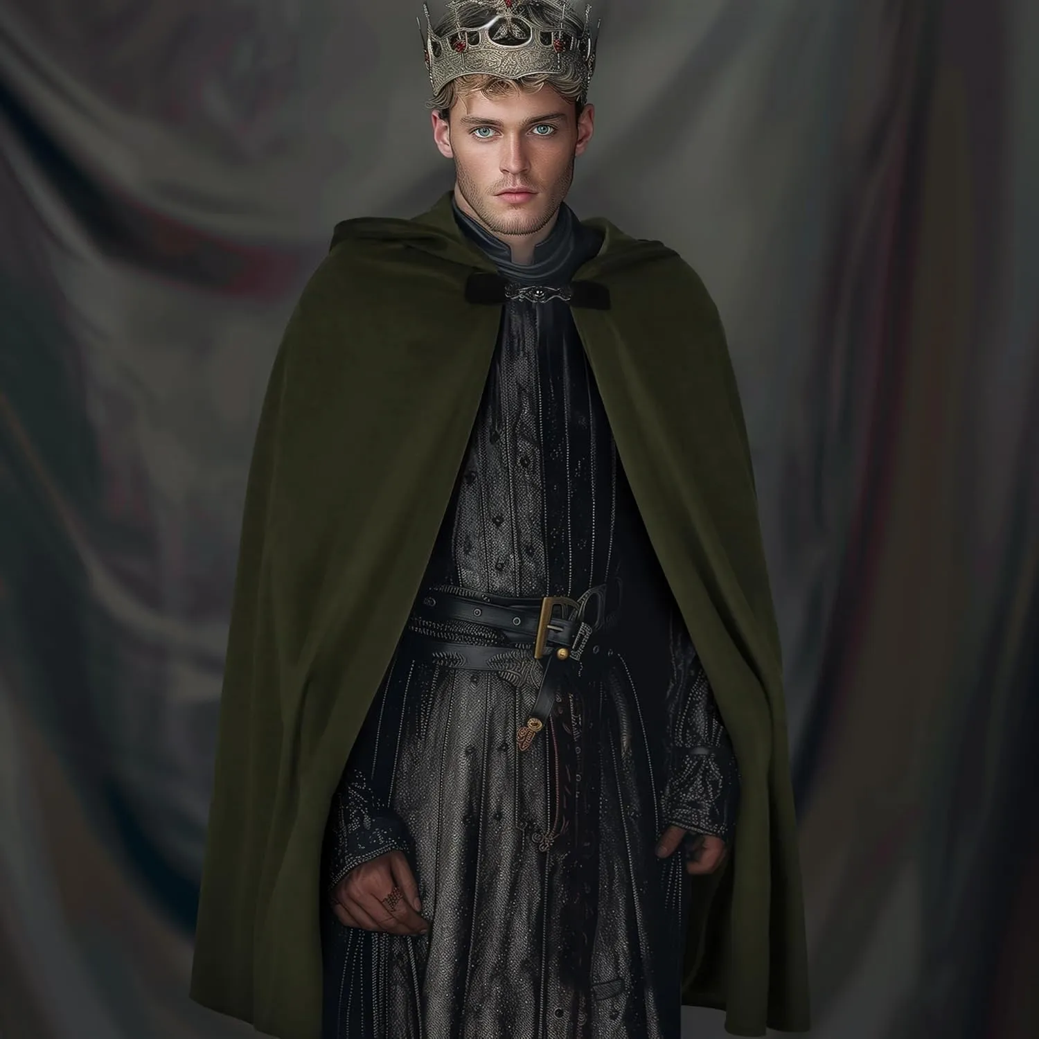 Renaissance Hooded Cloak Halloween Costume, Medieval Cosplay Wizard Witch Cape