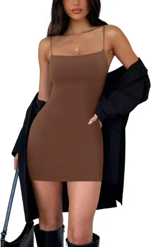 REORIA Mini Dresses for Women Sexy Bodycon Little Black Dress 2025 Summer Going Out Dress Short Backless Spaghetti Strap