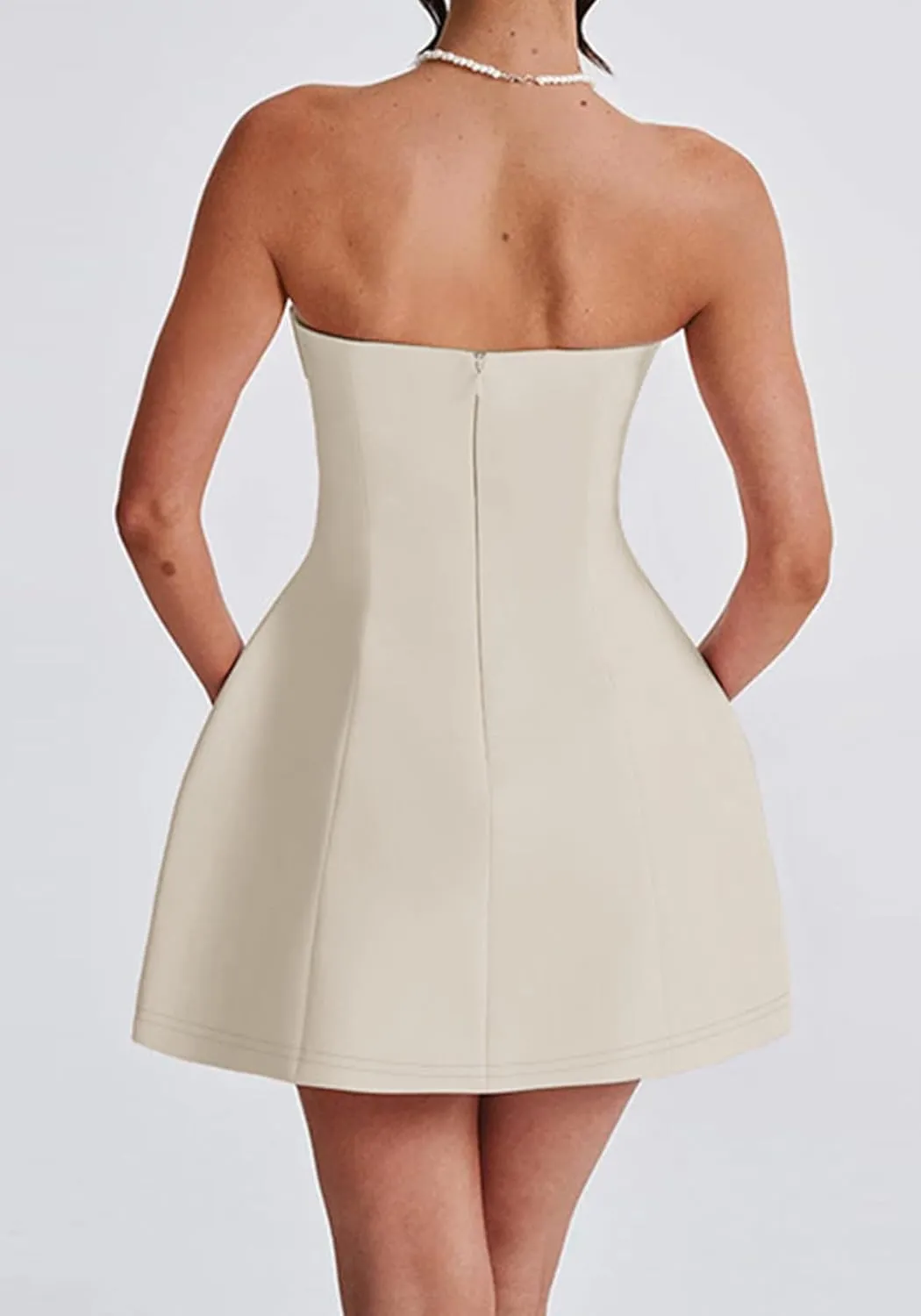 SHINFY Women Sexy Strapless Mini Dress Bodycon Off Shoulder Tube Top A-Line Short Dress Formal Cocktail Dresses