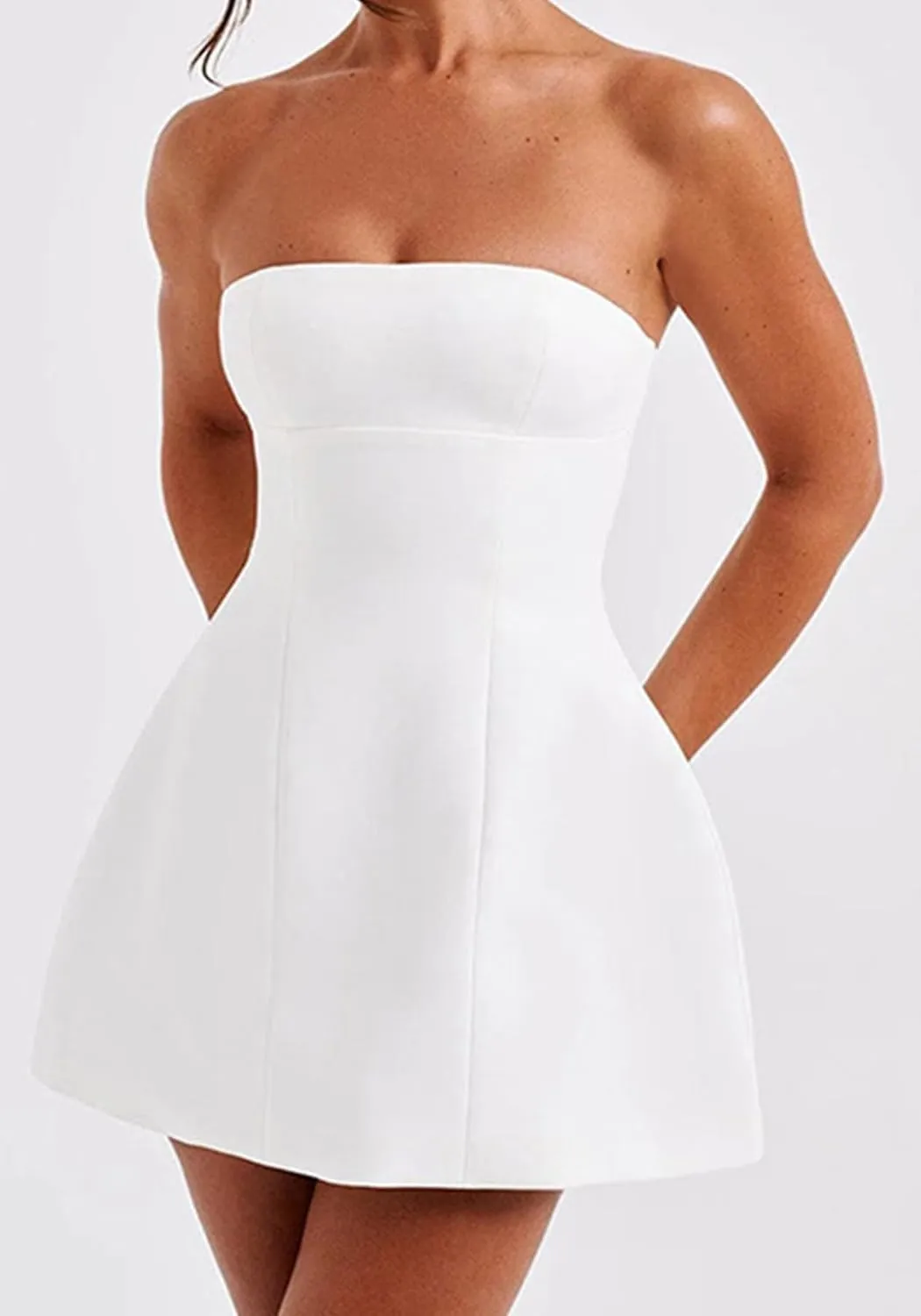 SHINFY Women Sexy Strapless Mini Dress Bodycon Off Shoulder Tube Top A-Line Short Dress Formal Cocktail Dresses