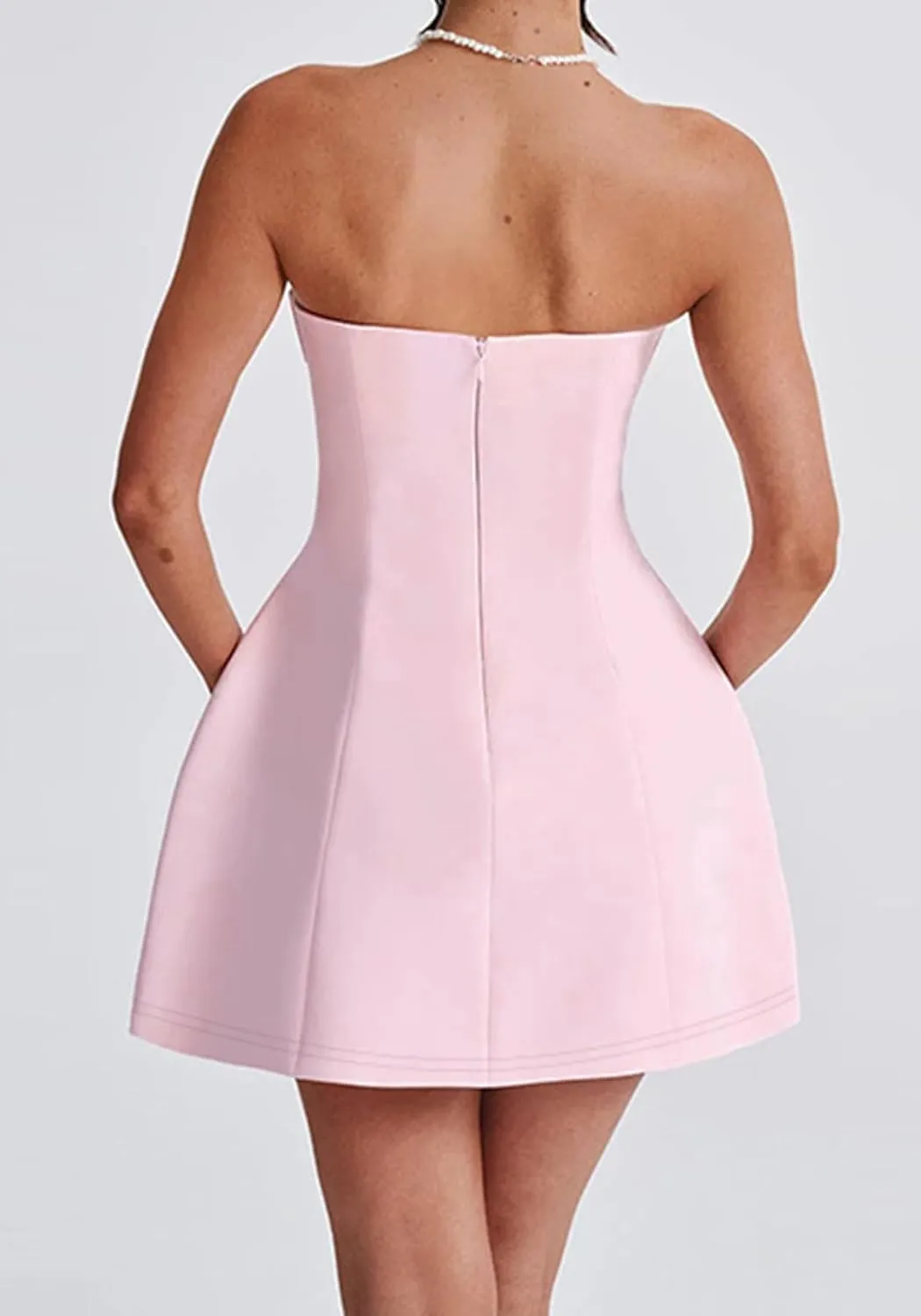 SHINFY Women Sexy Strapless Mini Dress Bodycon Off Shoulder Tube Top A-Line Short Dress Formal Cocktail Dresses