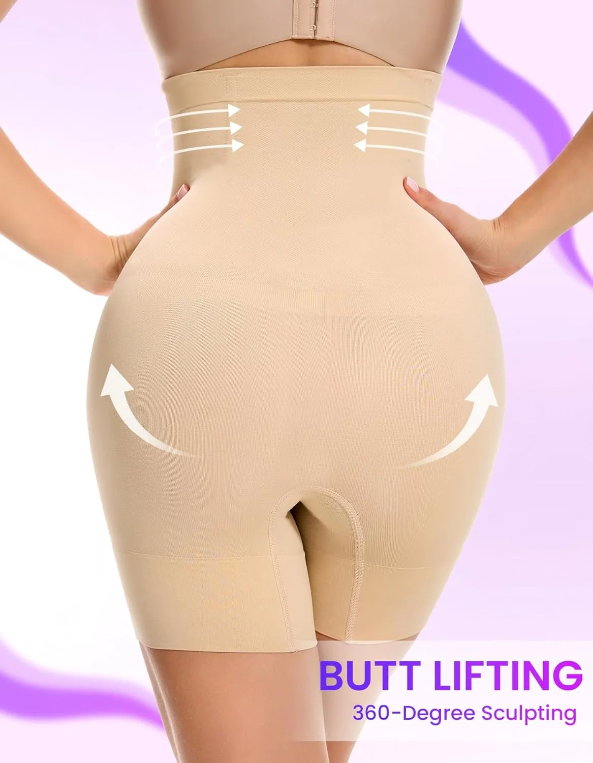 SIMIYA Shapewear Tummy Control Shorts for Women, 5-IN-1 Body Shaper High Waisted Girdle Boyshort Slip Short for Under Dresses