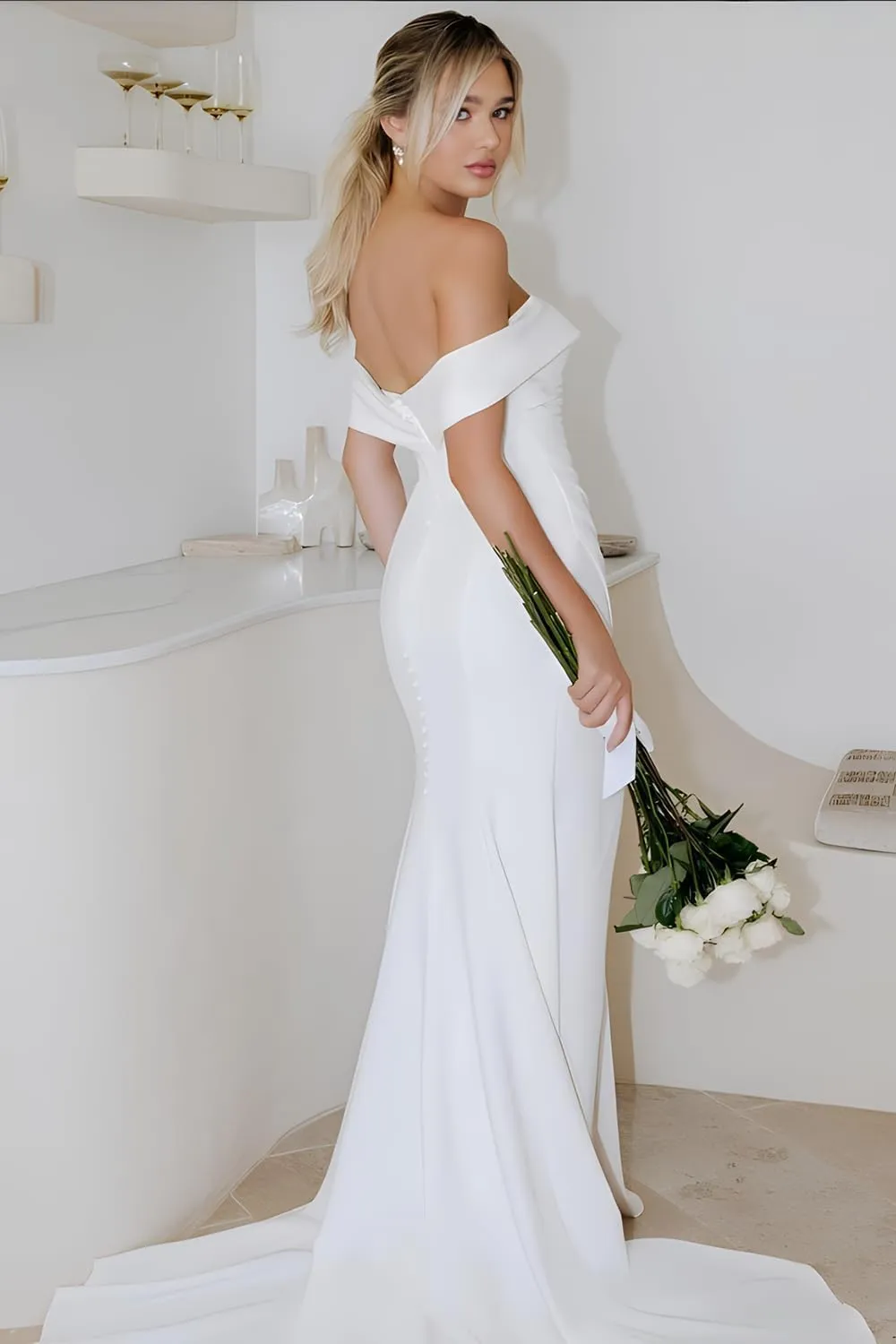 Simple Mermaid Wedding Dresses for Bride 2025 Boho Beach Satin Sleeveless Bridal Gown with Train