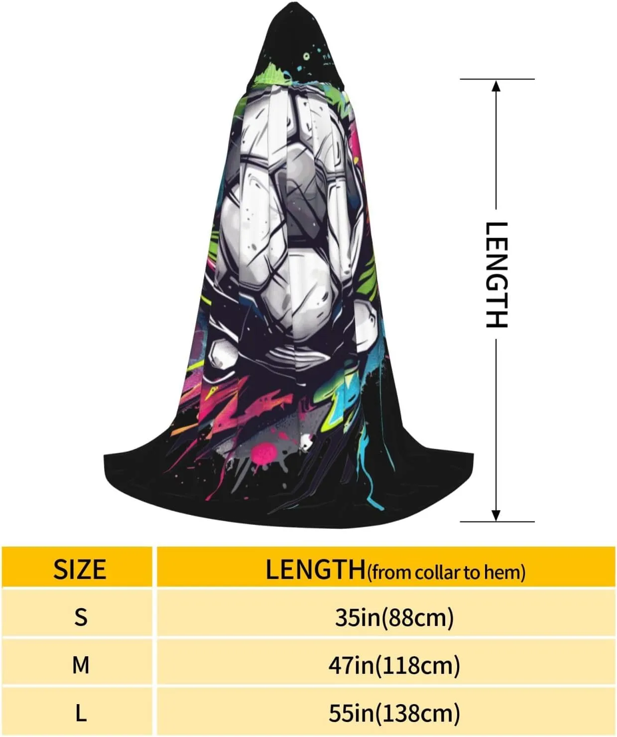 Soccer Halloween Cape For Teenagers, Hooded Cloak Long Cape Costume Cloak For Party Or Cosplay