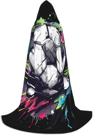 Soccer Halloween Cape For Teenagers, Hooded Cloak Long Cape Costume Cloak For Party Or Cosplay