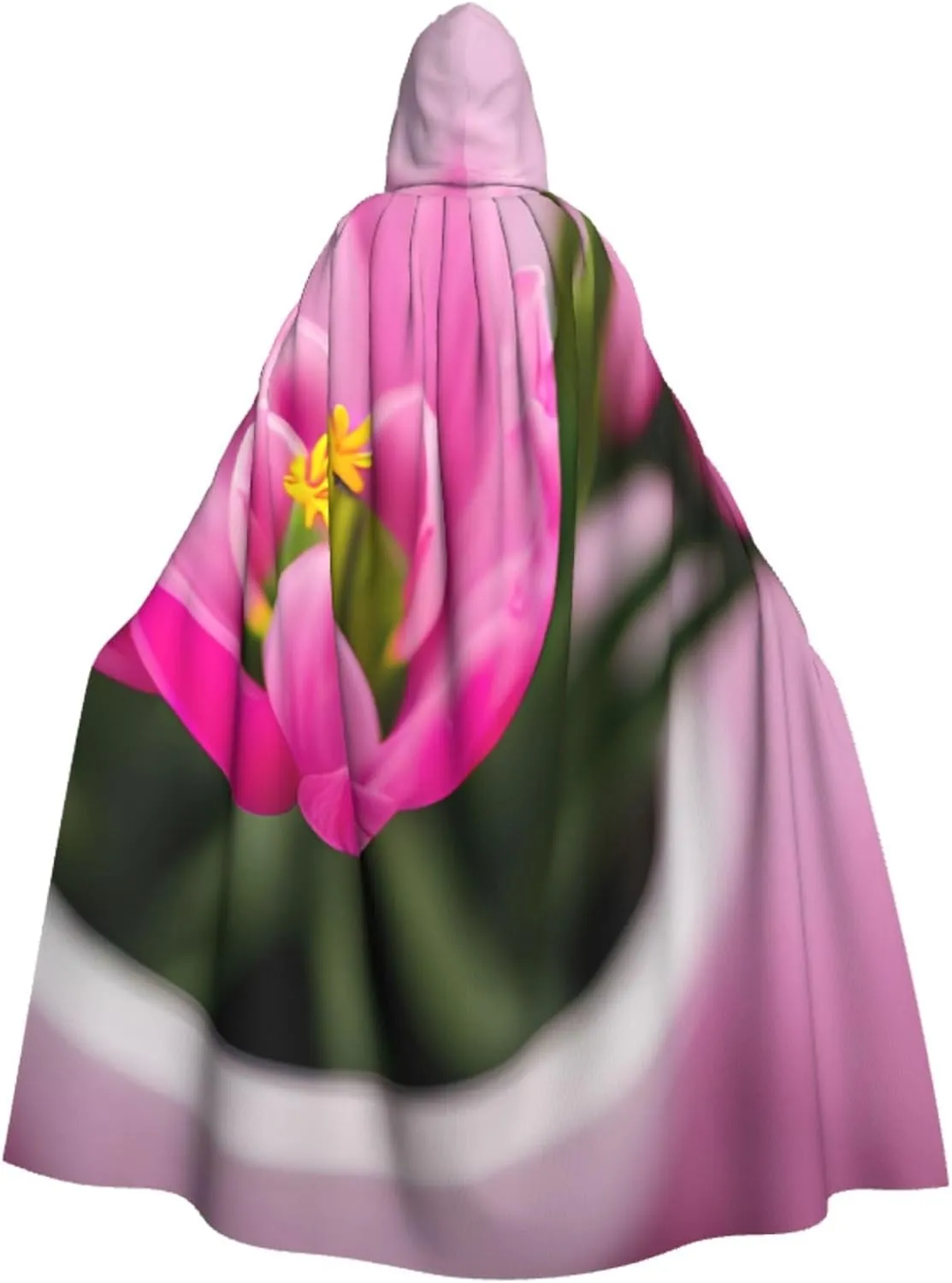 Spring is in The Air Print Hooded Cloak Halloween Costume Adult Size with Dramatic Cloak for Cosplays,Witch Capes Black