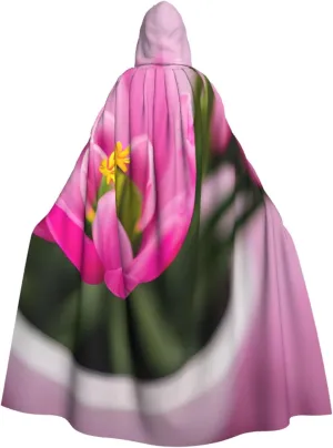 Spring is in The Air Print Hooded Cloak Halloween Costume Adult Size with Dramatic Cloak for Cosplays,Witch Capes Black