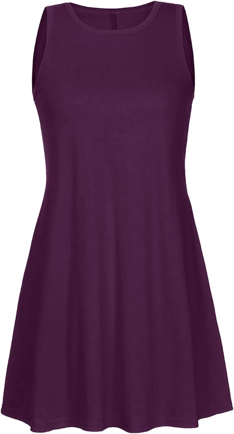 Summer Dresses for Women 2024 Casual Beach Sundresses Flowy Sleeveless Short Dress Fashion Loose Dress with Pockets
