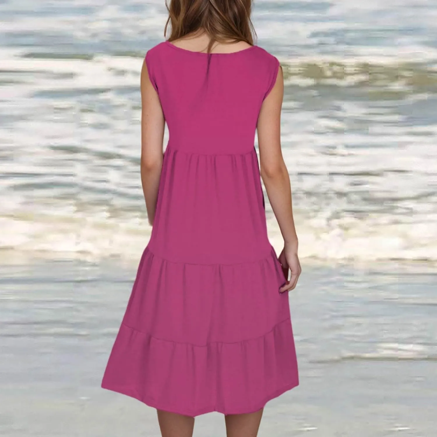 Summer Dresses for Women 2025 Casual Sleeveless Dress Plus Size Beach Sun Dresses Flowy Midi Dresses