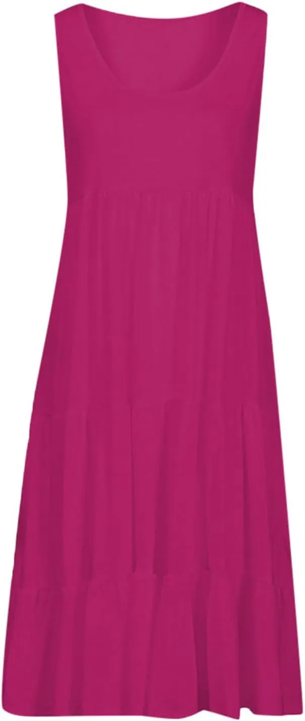 Summer Dresses for Women 2025 Casual Sleeveless Dress Plus Size Beach Sun Dresses Flowy Midi Dresses