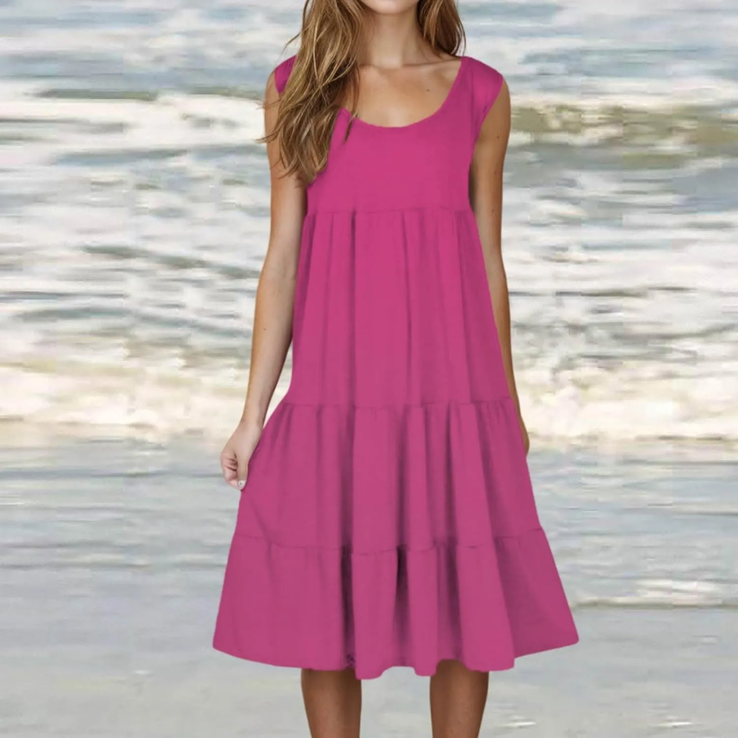 Summer Dresses for Women 2025 Casual Sleeveless Dress Plus Size Beach Sun Dresses Flowy Midi Dresses