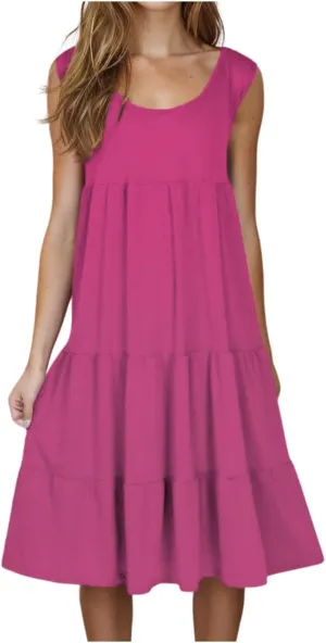 Summer Dresses for Women 2025 Casual Sleeveless Dress Plus Size Beach Sun Dresses Flowy Midi Dresses