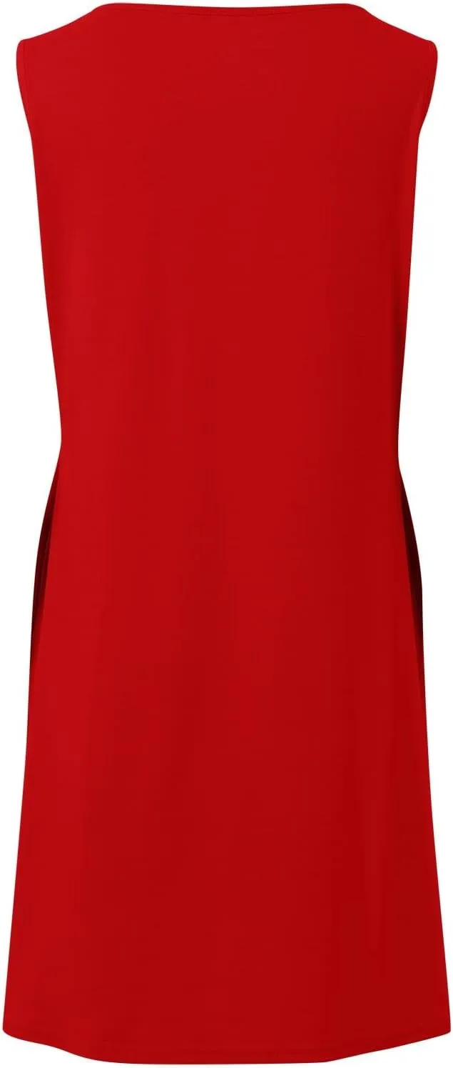 Summer Dresses for Women 2025 Plus Size Casual Crewneck Sleeveless Sundresses with Pockets Boho Beach Coverups Tank Dress