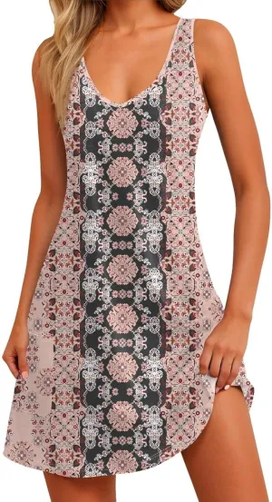 Sundresses for Women Summer Dresses 2025 Eyelet Casual Loose Sleeveless Tank Dress with Pockets A-line Midi Dresses