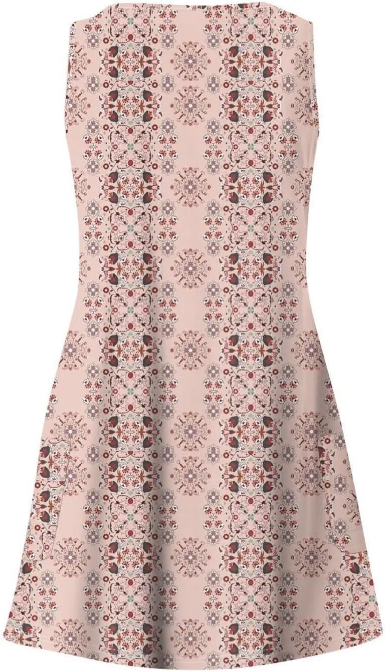 Sundresses for Women Summer Dresses 2025 Eyelet Casual Loose Sleeveless Tank Dress with Pockets A-line Midi Dresses