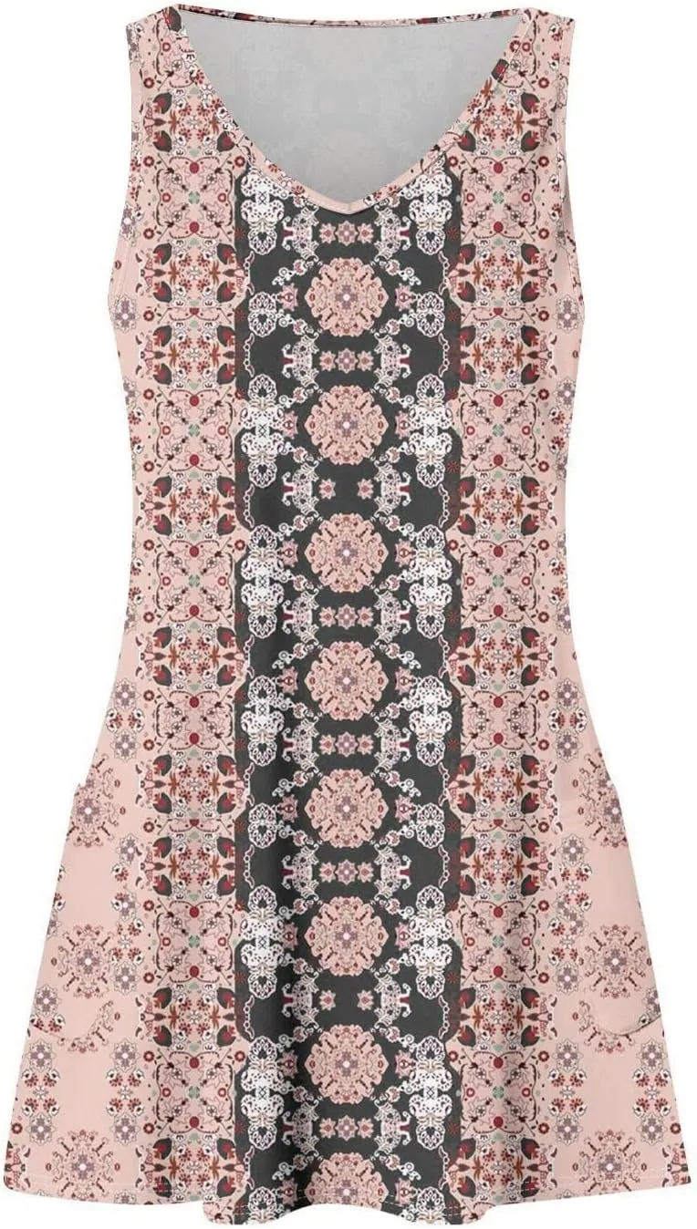 Sundresses for Women Summer Dresses 2025 Eyelet Casual Loose Sleeveless Tank Dress with Pockets A-line Midi Dresses