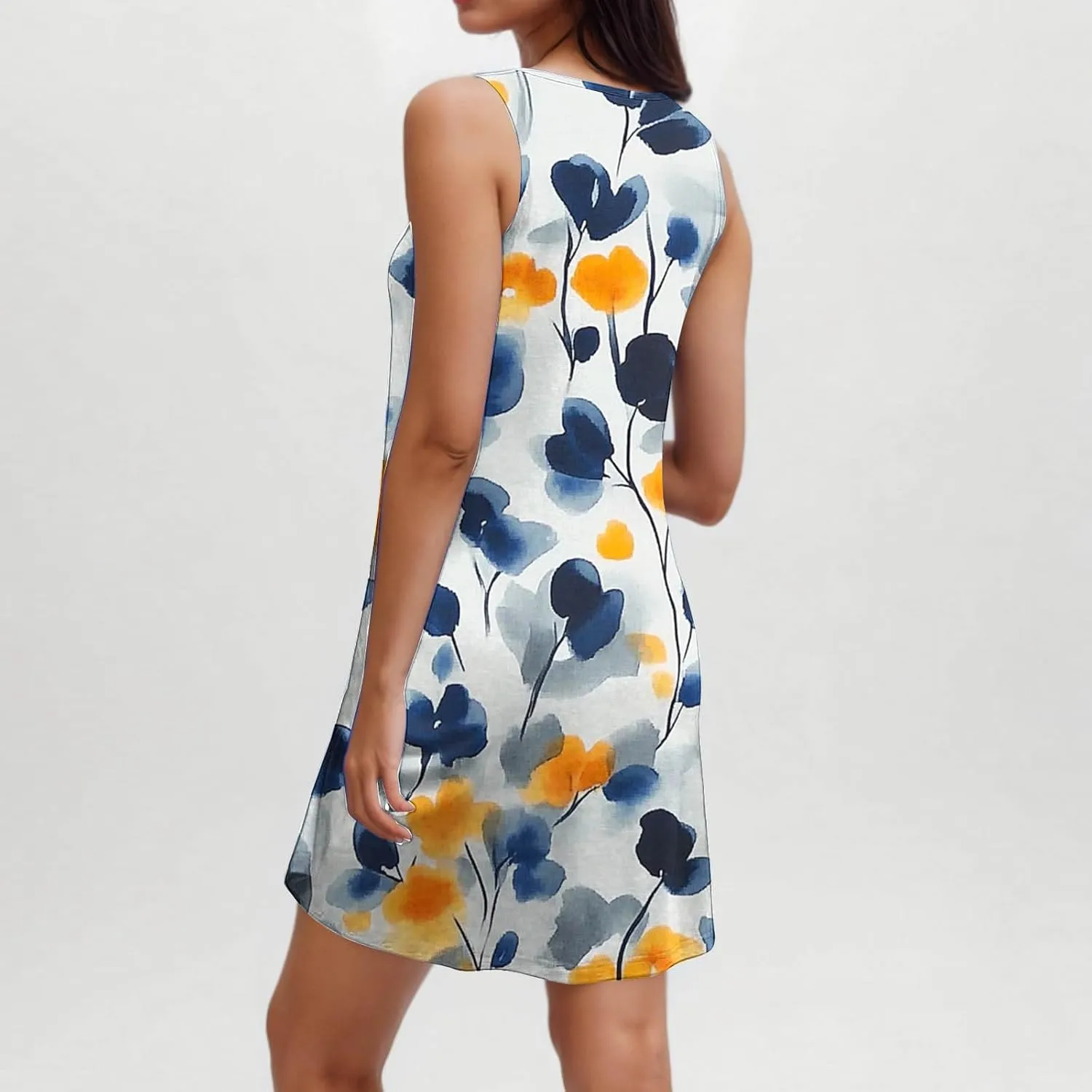 Tank Dress for Women 2025 Sleeveless Floral Casual Summer Mini Dress Flowy Trendy Loose Fit Beach Short Dresses