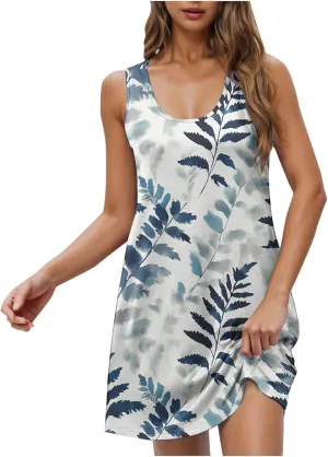 Tank Dress for Women 2025 Sleeveless Floral Casual Summer Mini Dress Flowy Trendy Loose Fit Beach Short Dresses