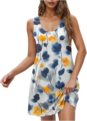 Tank Dress for Women 2025 Sleeveless Floral Casual Summer Mini Dress Flowy Trendy Loose Fit Beach Short Dresses