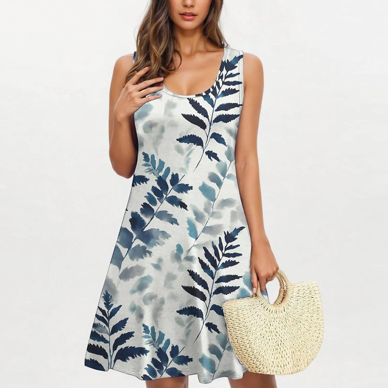 Tank Dress for Women 2025 Sleeveless Floral Casual Summer Mini Dress Flowy Trendy Loose Fit Beach Short Dresses