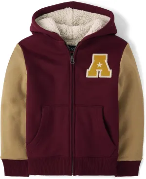The Children's Place Boys' Long Sleeve, Sherpa Lined, Zip-Front Hoodie Sweatshirt