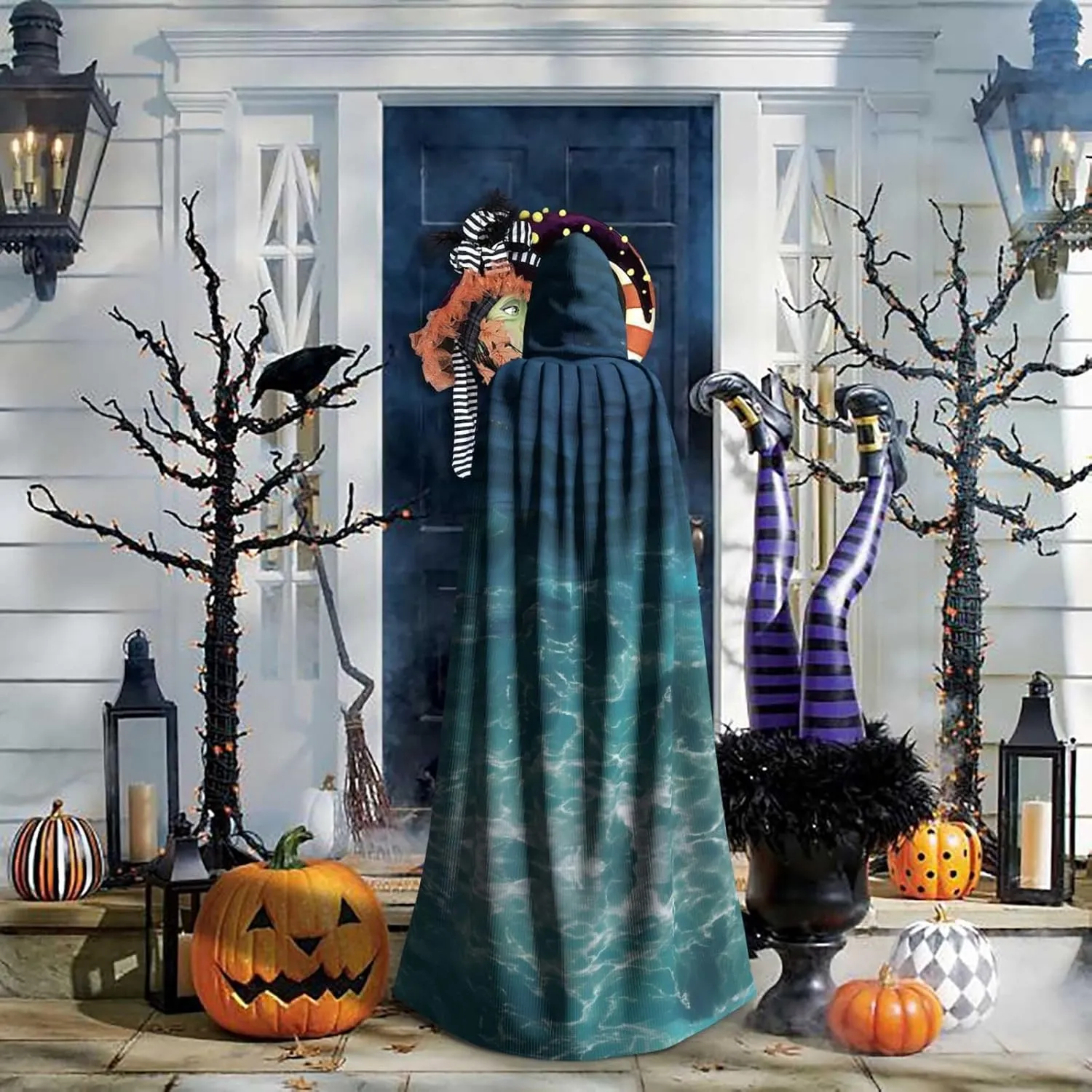 The Deep Ocean Hooded Cloak  Printed Cloak Cape  Long Cloak For Halloween, Costume Parties, And Cosplays