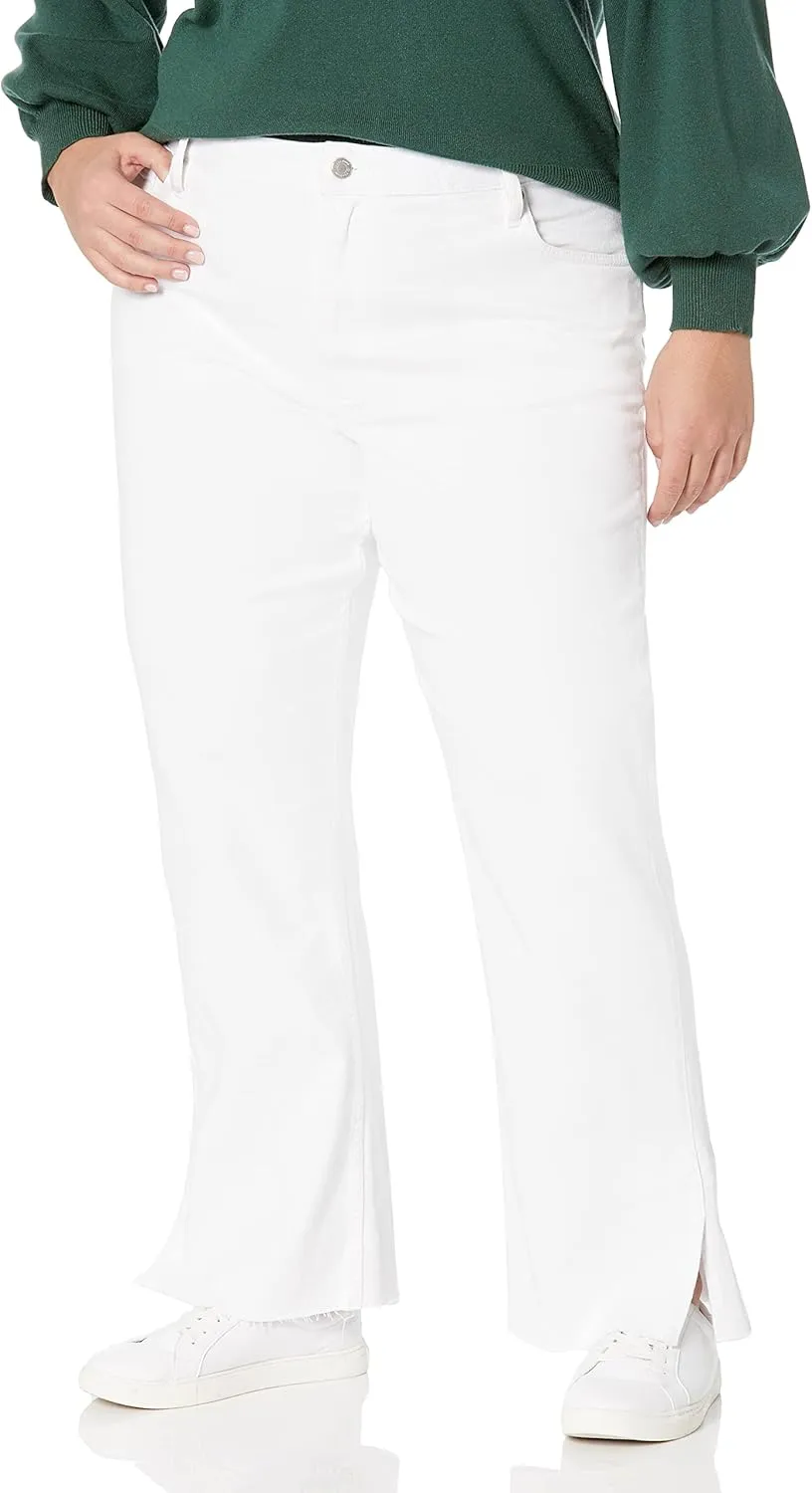 The Drop Women's Ian Mid Rise Relaxed Straight Side Slit Detail