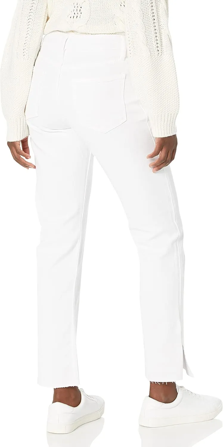 The Drop Women's Ian Mid Rise Relaxed Straight Side Slit Detail