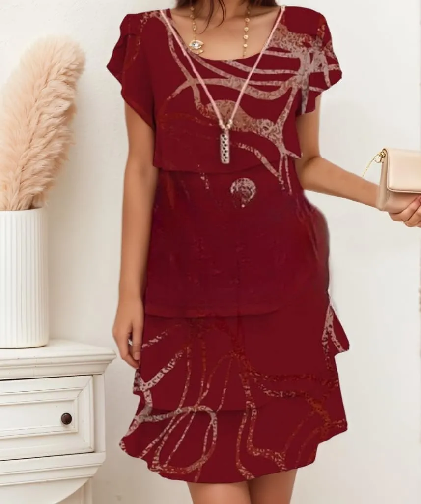 TIAFORD Women's Summer Ruffle Dress Tiered Layered Chiffon Short Sleeve Boho Floral Print Party Wedding Guest Mini Dresses