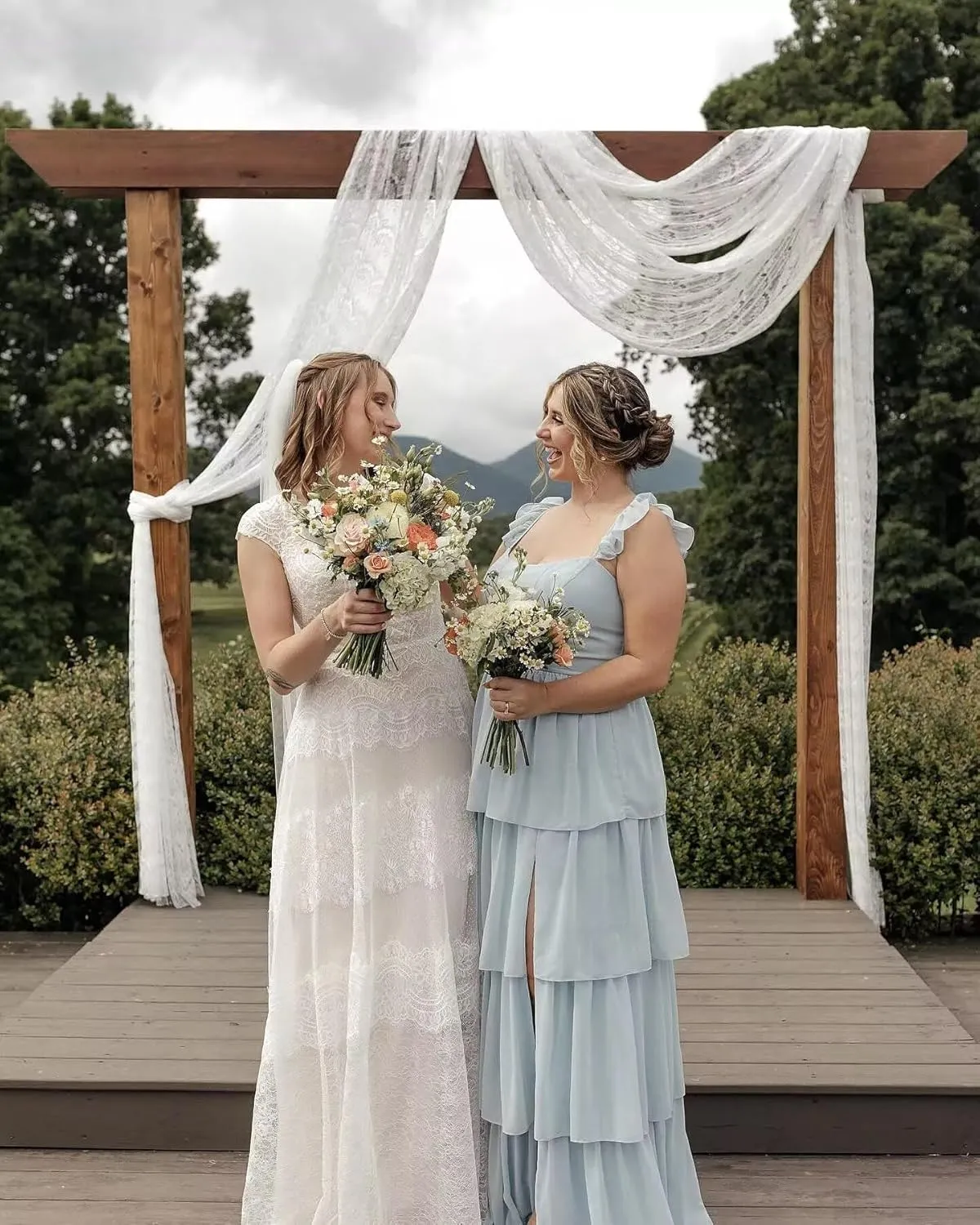 Tiered Ruffles Bridesmaid Dresses Long for Women Chiffon Formal Evening Dresses