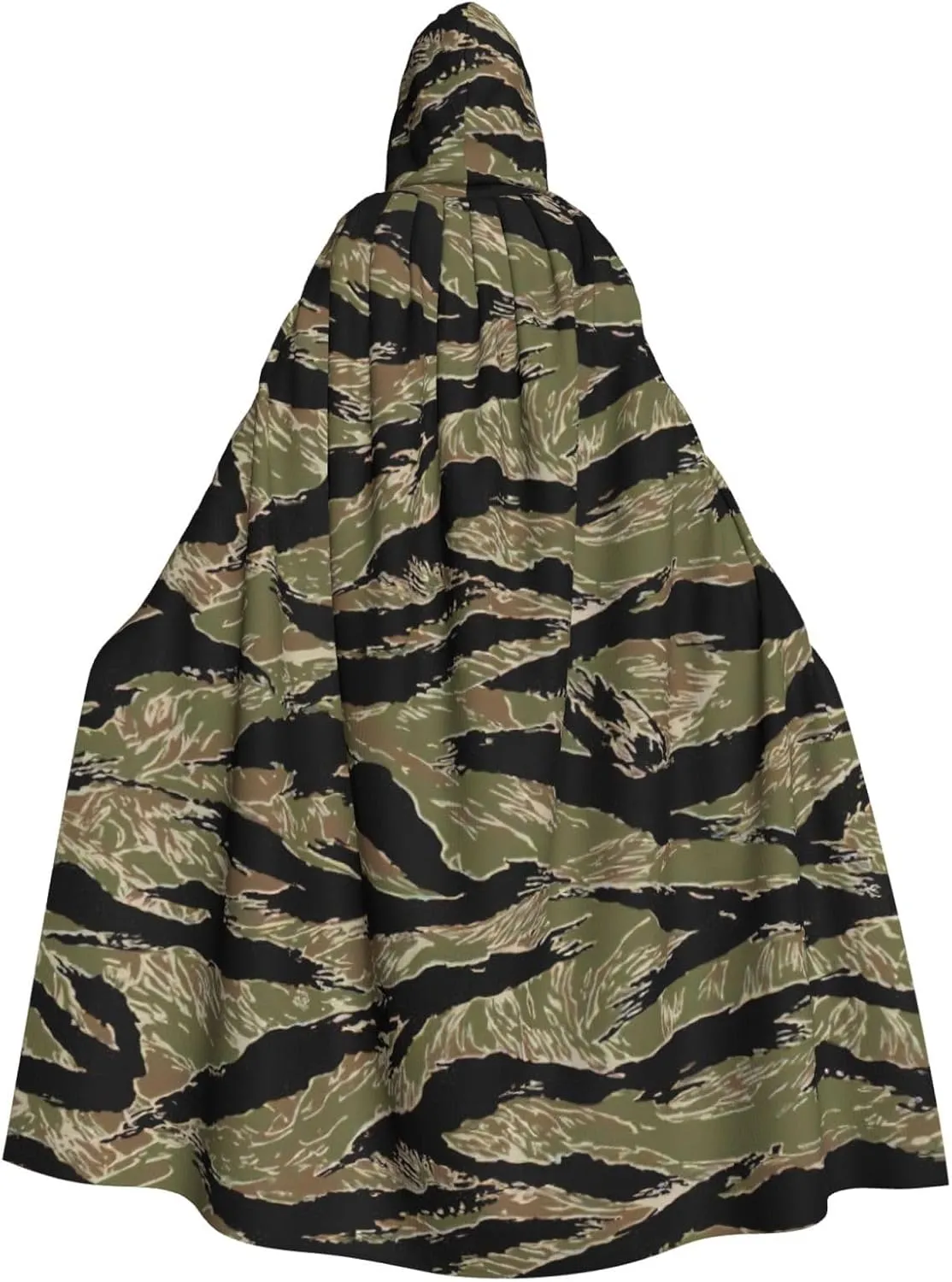 Tiger Stripe Camo Print Halloween Hooded Cloak Adults Stylish Cape for Carnivals Themed Parties Cosplays