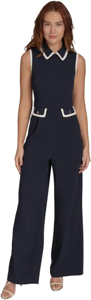 Tommy Hilfiger Womens Pocketed Collared Contrast Sleeveless Dress