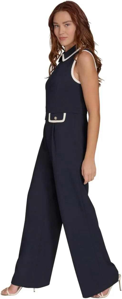 Tommy Hilfiger Womens Pocketed Collared Contrast Sleeveless Dress