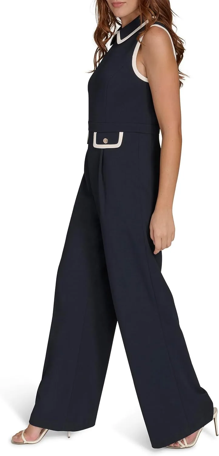 Tommy Hilfiger Womens Pocketed Collared Contrast Sleeveless Dress