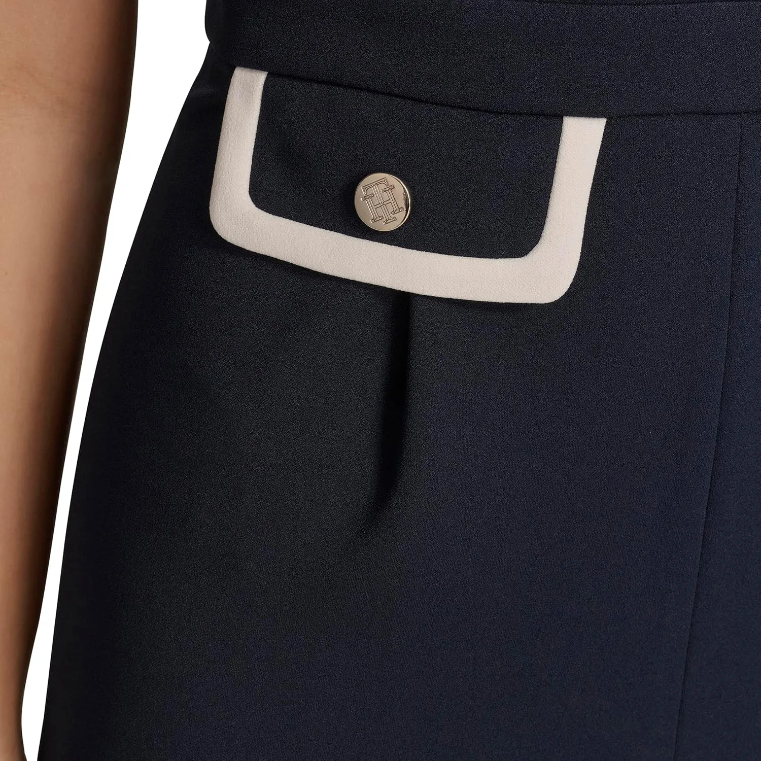Tommy Hilfiger Womens Pocketed Collared Contrast Sleeveless Dress