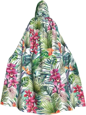 Tropical plants Hooded Cloak Party Decoration Cape for Carnival Cosplay Costumes Masquerade and Theme Parties