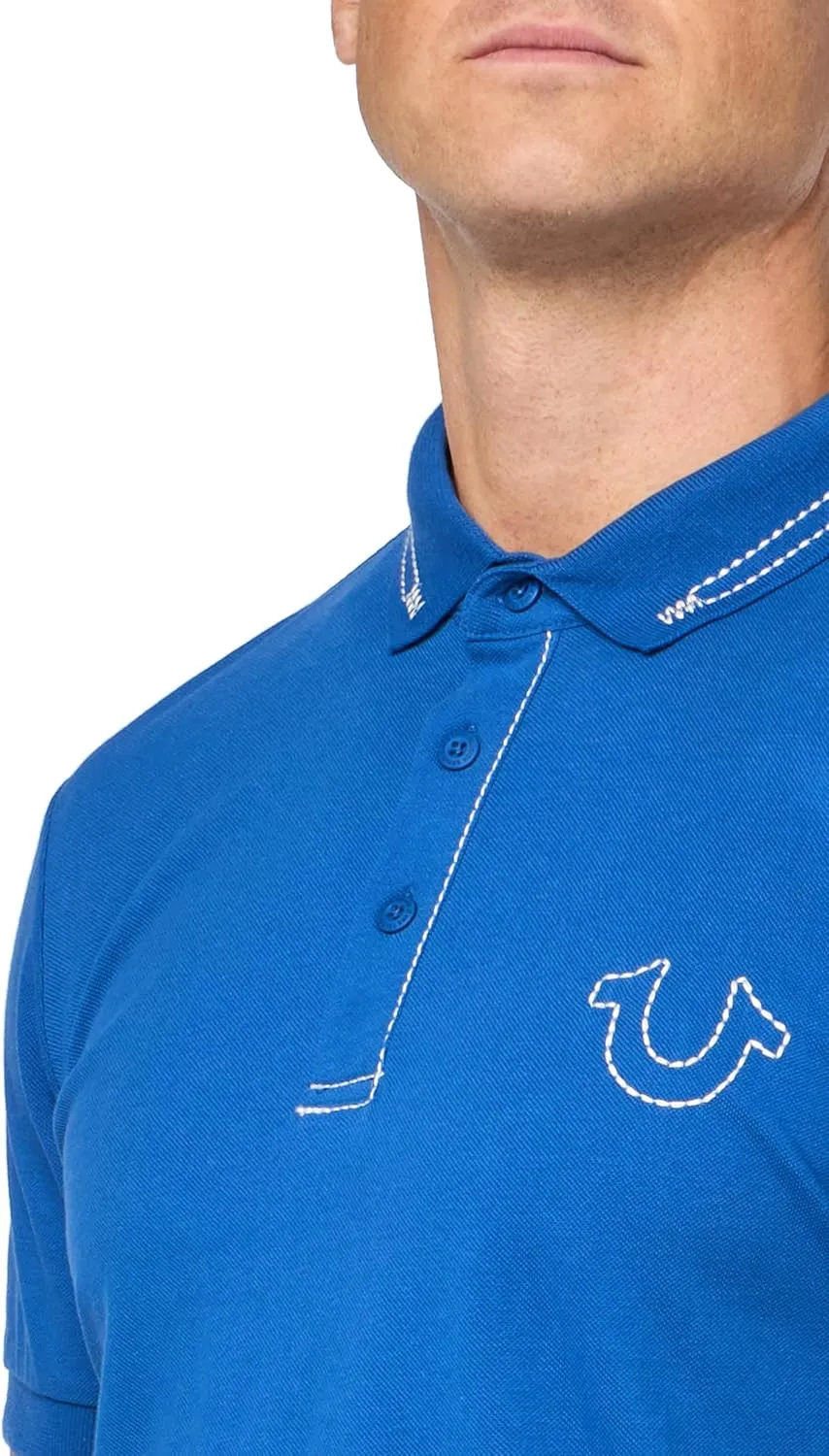 True Religion Men's Relaxed Big T Embro Polo