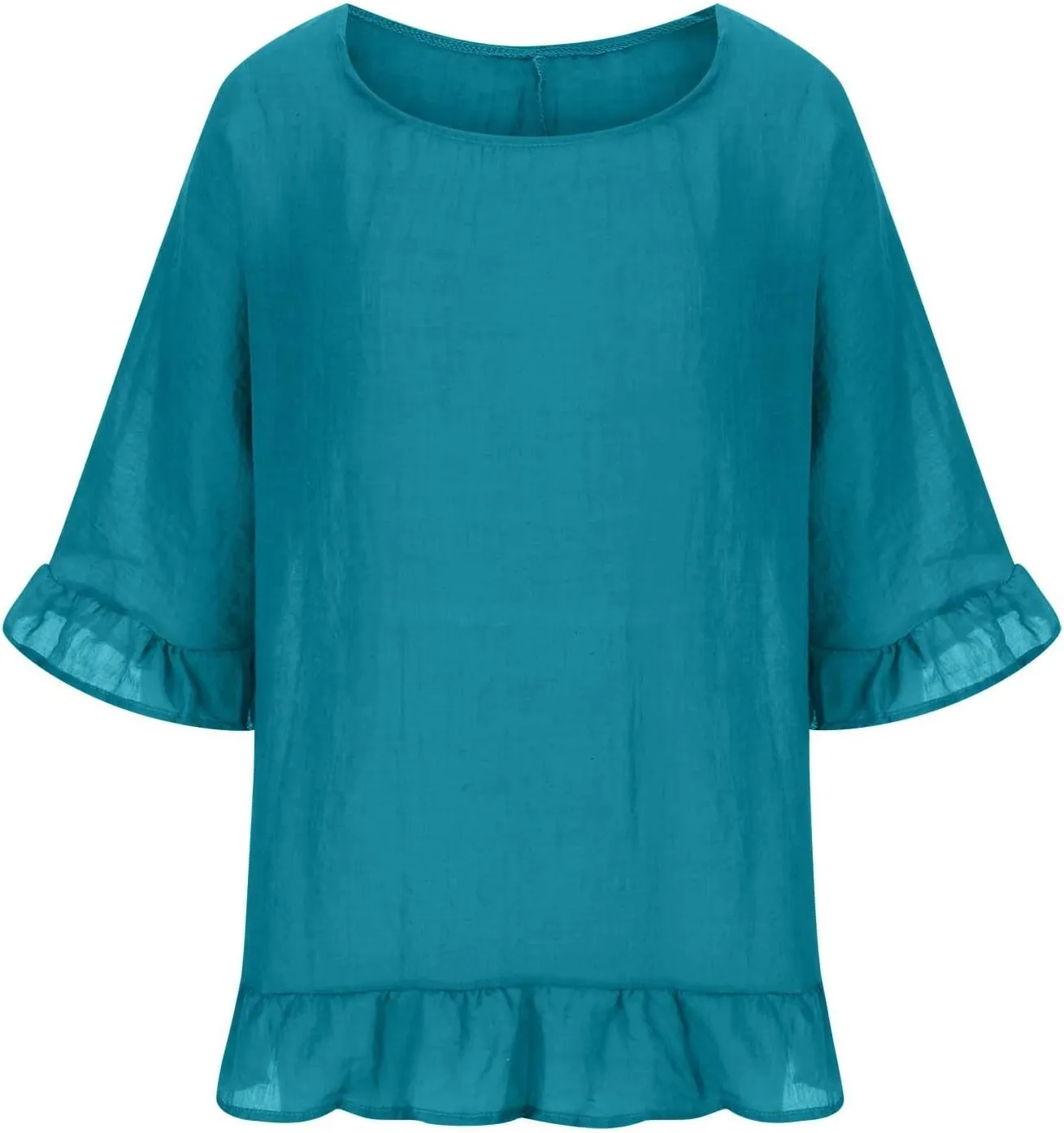 Tunic Dresses for Women 2024 Flowy Plus Size 3/4 Ruffle Sleeve Dress Oversized Lightweight Outdoor Bodycon Mini Dress