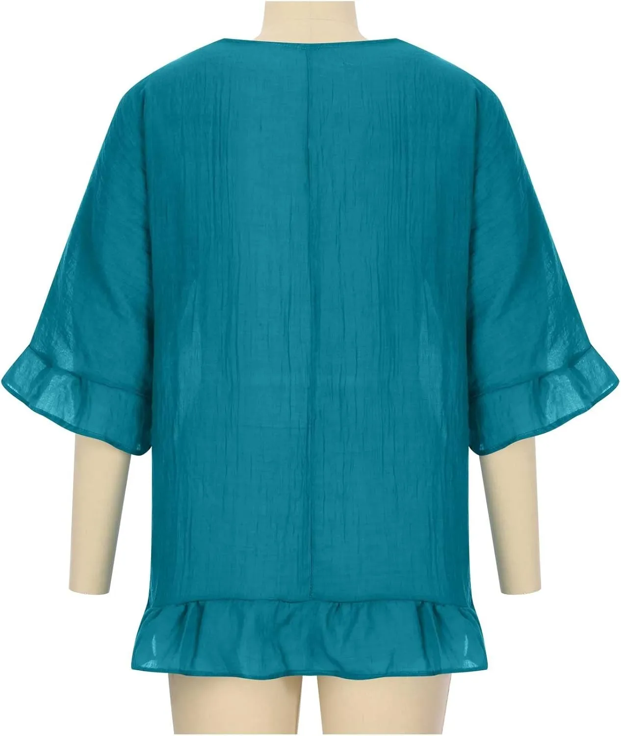 Tunic Dresses for Women 2024 Flowy Plus Size 3/4 Ruffle Sleeve Dress Oversized Lightweight Outdoor Bodycon Mini Dress