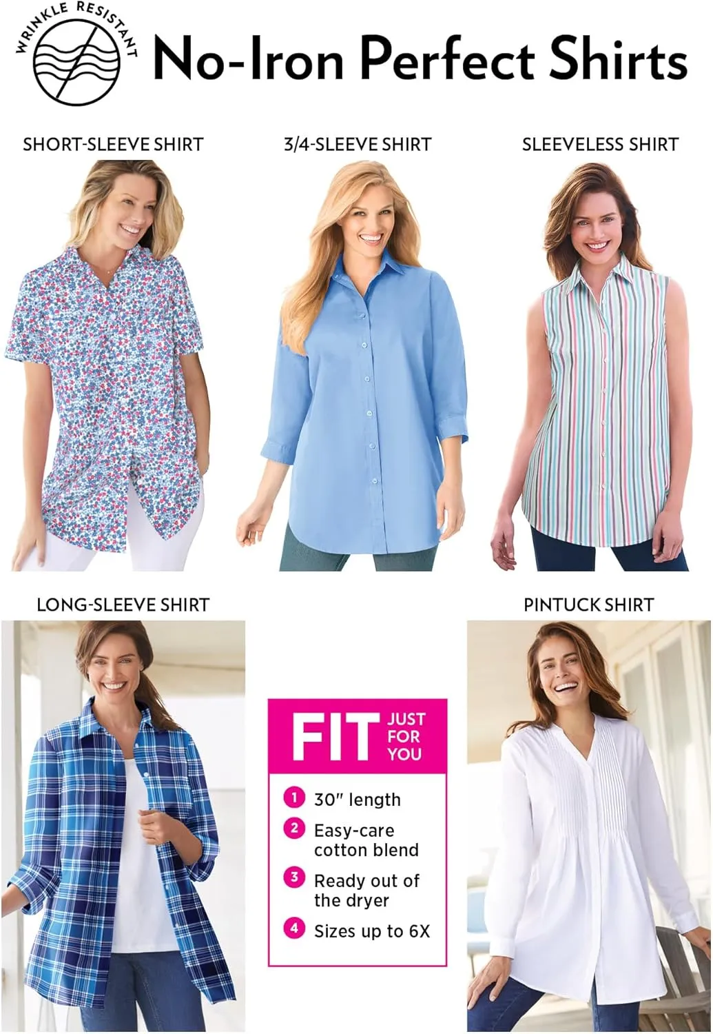 Woman Within Plus Size Perfect Pintuck Tunic
