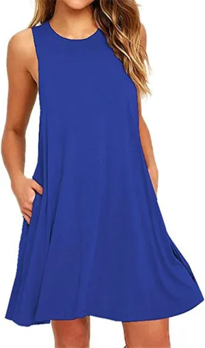 Women Summer Dresses 2025 Beach Casual Sleeveless Tank Loose Fit Casual Sundress with Pocket
