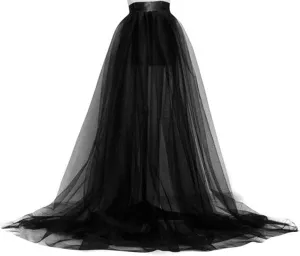 Women Tulle Tutu Long Skirts 3 Layered High Waist Bandage Mesh Maxi Skirts Wedding Party Cocktail Prom Skirt