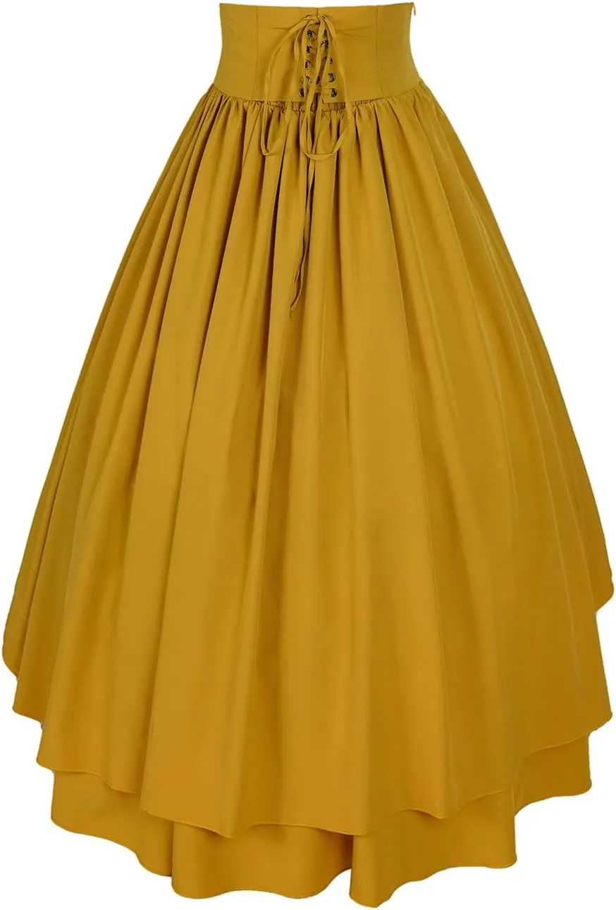 Women Victorian Skirt Medieval Renaissance Peasant Skirt Floor High Waisted Fluttering Long Skirt