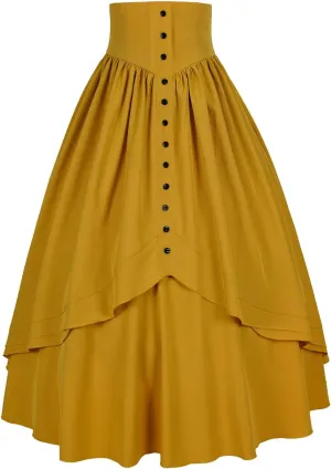 Women Victorian Skirt Medieval Renaissance Peasant Skirt Floor High Waisted Fluttering Long Skirt