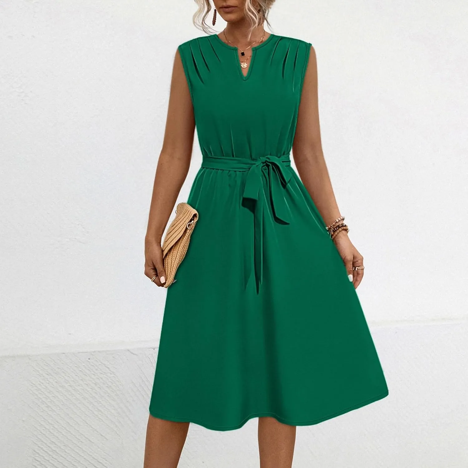 Women's Cocktail Party Work Dress Sexy V Neck Sleeveless Vacation Dress Casual A-Line Mini Sundress Short Dress