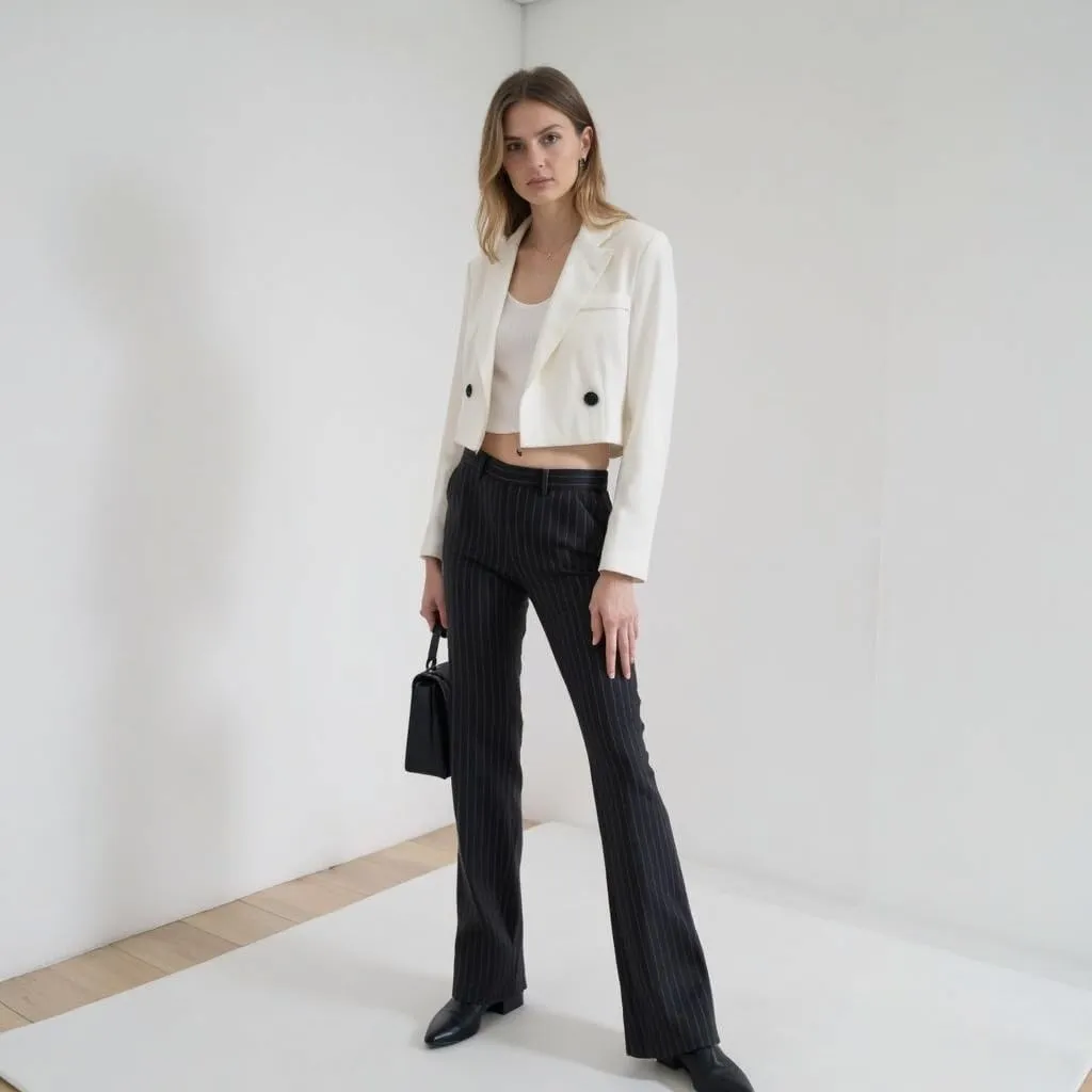 Womens Cropped Blazer Business Casual Lightweight Long Sleeve Suit Jacket Work Office Blazer for Women