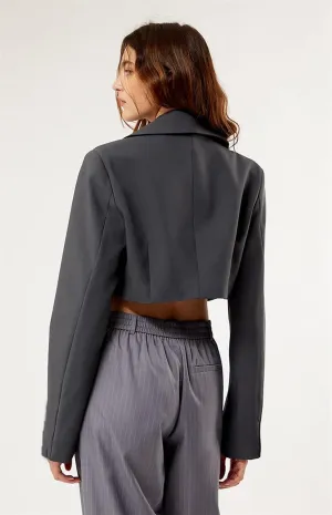 Womens Cropped Blazer Business Casual Lightweight Long Sleeve Suit Jacket Work Office Blazer for Women